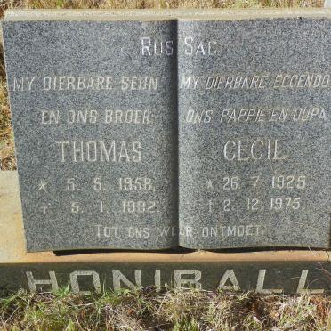 HONIBALL Cecil 1925-1975 :: HONIBALL Thomas 1958-1982