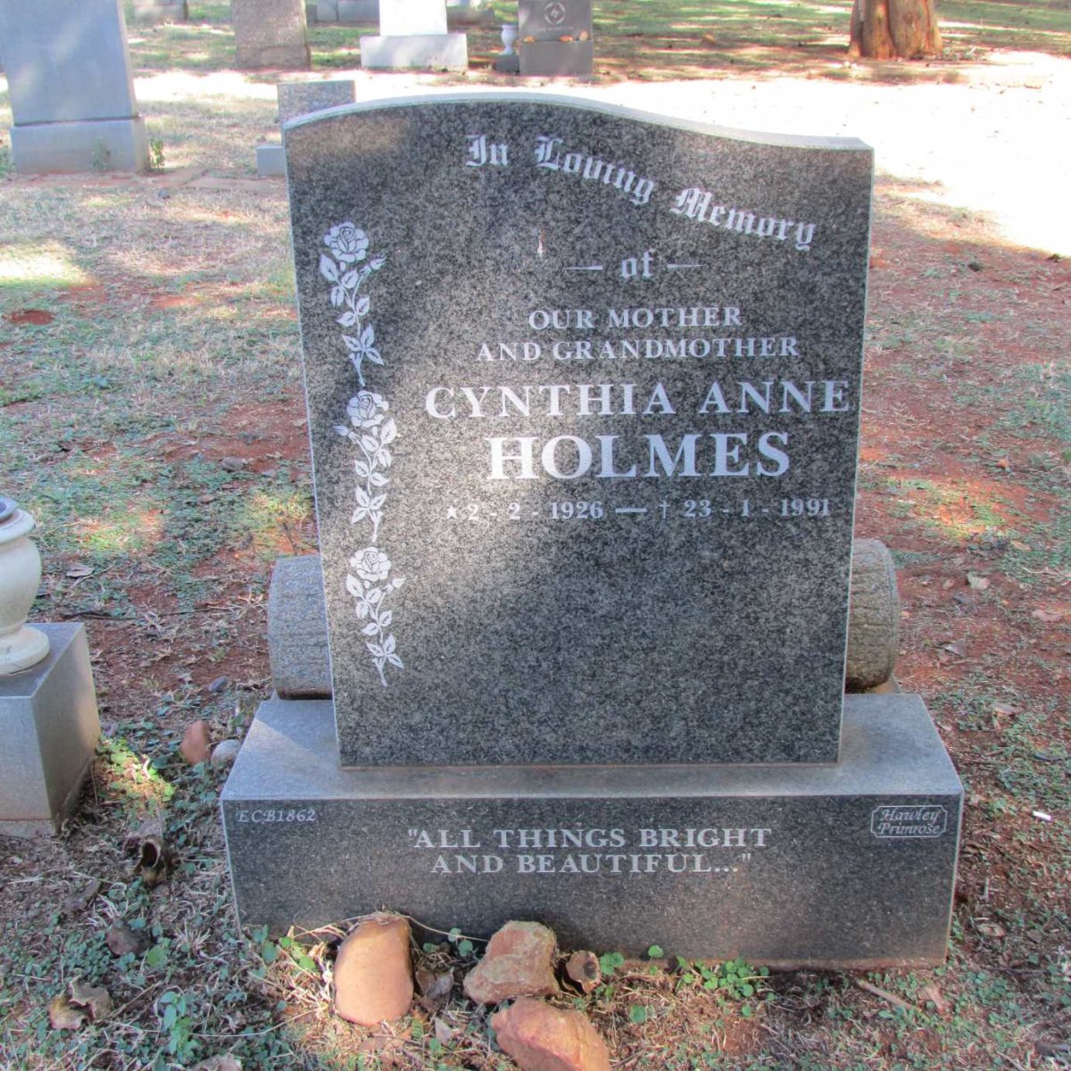 HOLMES Cynthia Anne 1926-1991