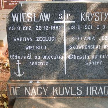 HRABAR Zeglugi Wielkie J., DE NAGI KOVES 1912-1985 &amp; Stefania Jozefa SCOWRONSKA 1921-2013