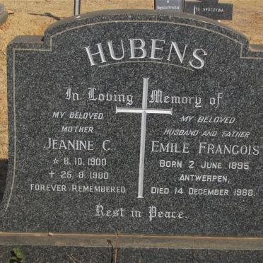 HUBENS Emile Francois 1895-1968 &amp; Jeanine C. 1900-1980