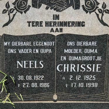 HUMAN Neels 1922-1986 &amp; Chrissie 1925-1998