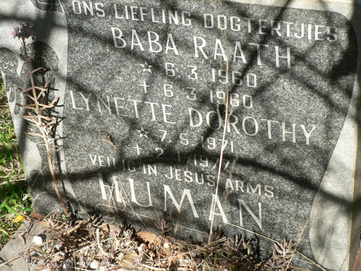 HUMAN Raath 1960-1960 :: HUMAN Lynette Dorothy 1971-1977