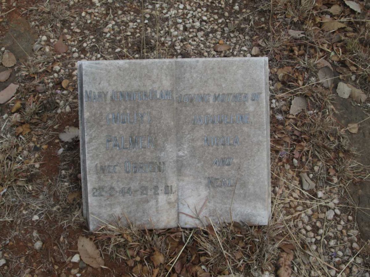 PALMER Mary Jennifer Clare nee O'BRIEN 1944-1981