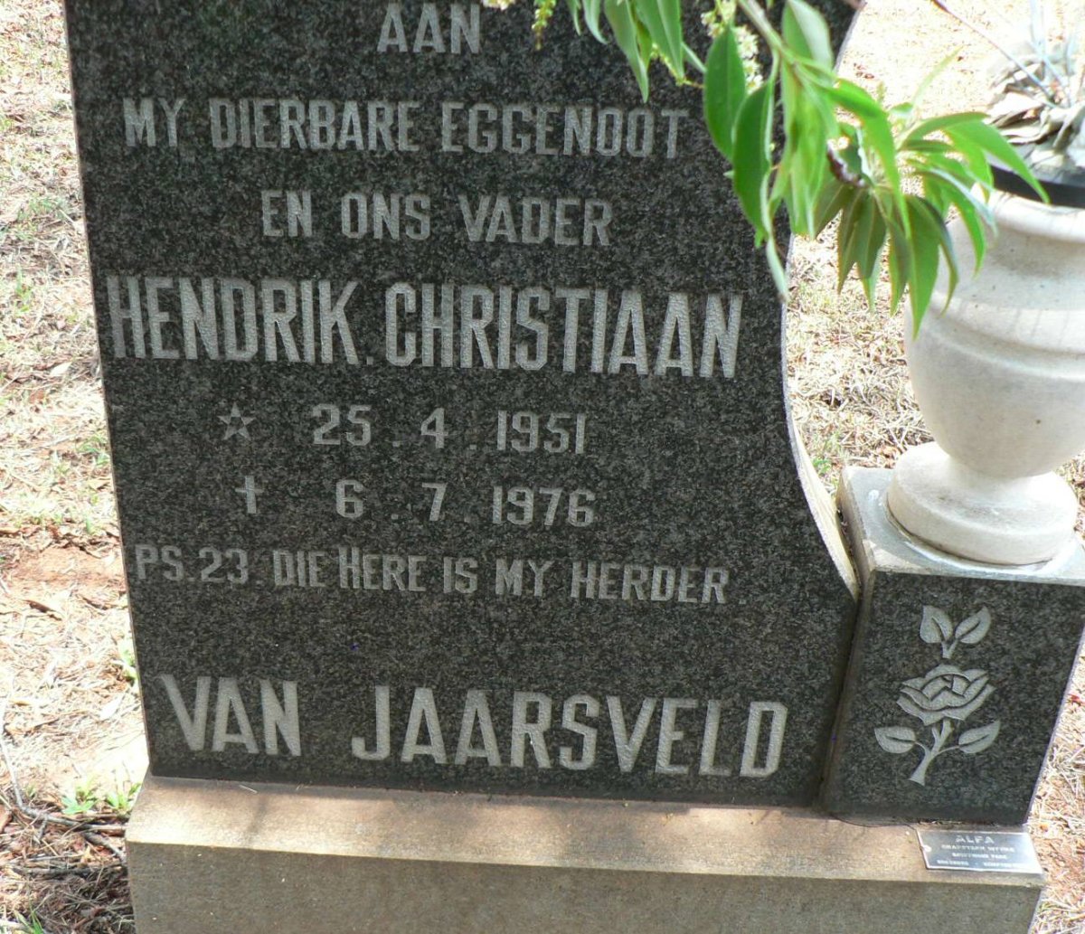 JAARSVELD Hendrik Christiaan, van 1951-1976