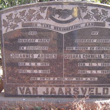 JAARSVELD Johannes Andries, van 1882-1968 &amp; Susara Cornelia Susanna 1885-1960