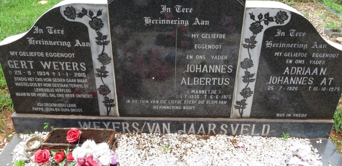 JAARSVELD Adriaan Johannes A.T., van 1926-1975 :: VAN JAARSVELD Johannes Albertus 1935-1975 :: WEYERS Gert 1934-2015
