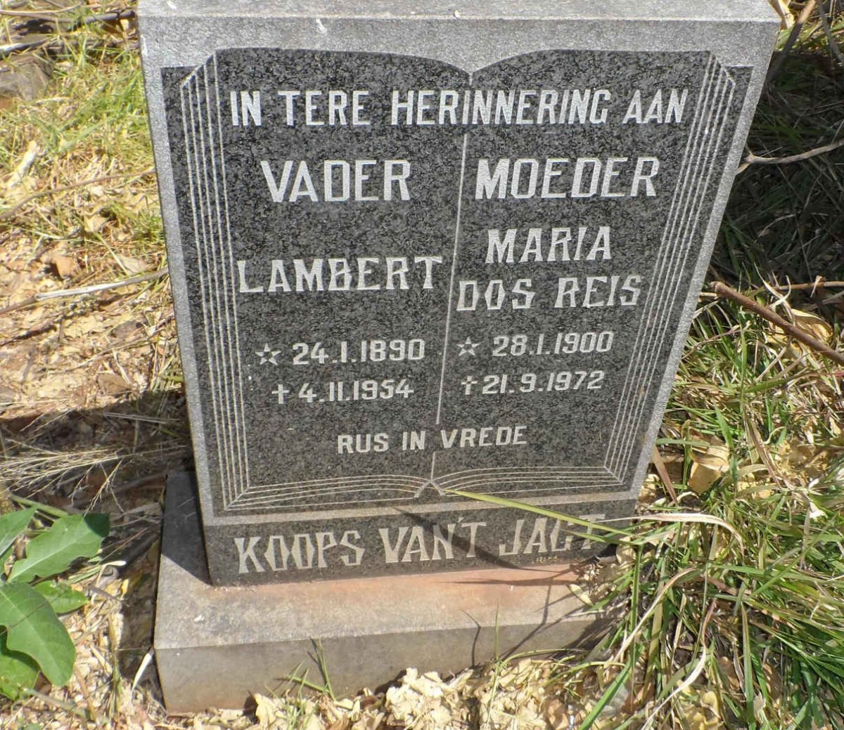 JAGT Lambert, Koops van't 1890-1954 &amp; Maria DOS REIS 1900-1972