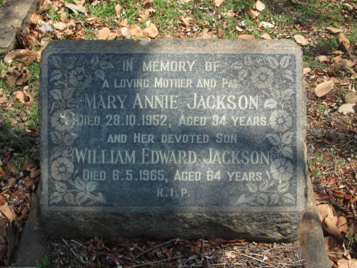 JACKSON Mary Annie -1952 :: JACKSON William Edward -1965