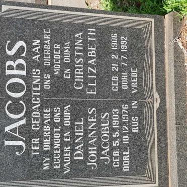 JACOBS Daniel Johannes Jacobus 1903-1976 &amp; Christina Elizabeth 1906-1992