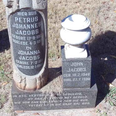 JACOBS Petrus Johannes 190?-1970 &amp; Johanna 1911-1988 :: JACOBS John 1948-1988