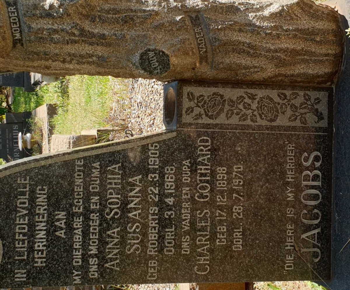 JACOBS Charles Gothard 1898-1970 &amp; Anna Sophia Susanna ROBERTS 1905-1968