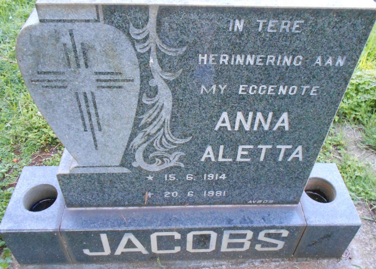 JACOBS Anna Aletta 1914-1981