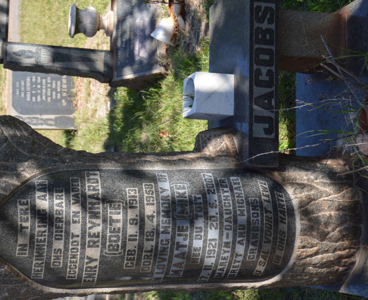 JACOBS Henry Reynhardt 1913-1958 &amp; Maatje DU TOIT 1921-2007