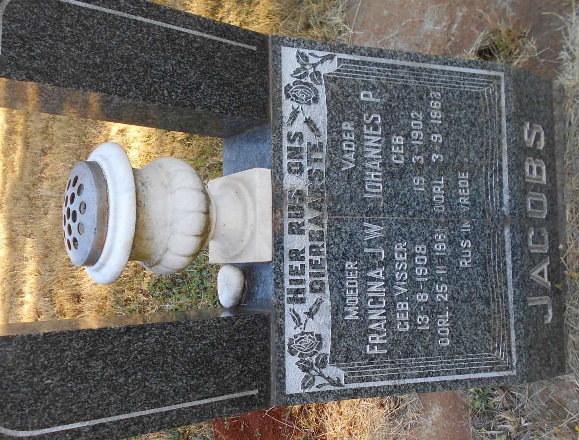 JACOBS Johannes P. 1902-1963 &amp; Francina J.W. VISSER 1908-1961