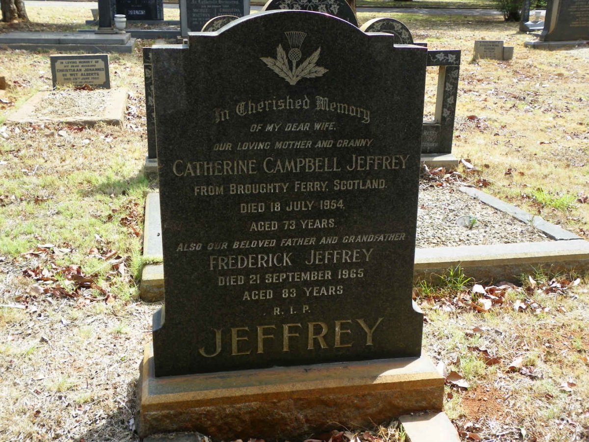 JEFFREY Frederick -1965 &amp; Catherine Campbell -1954