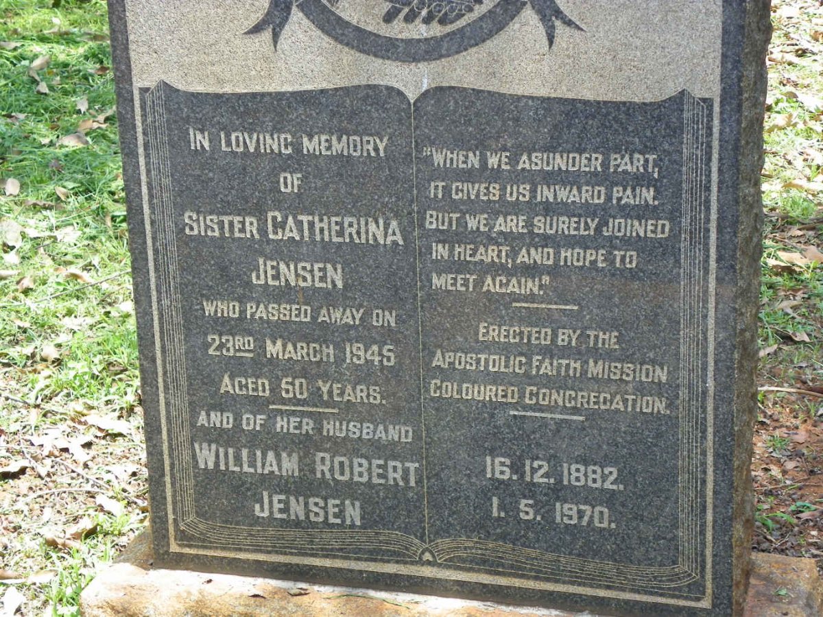 JENSEN William Robert 1882-1970 &amp; Catherina -1945