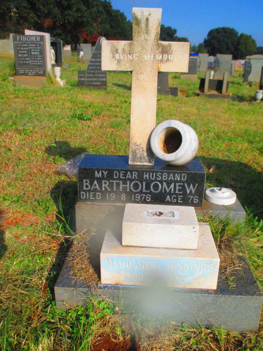 JENNINGS Bartholomew -1976 &amp; Margaret 1900-1978