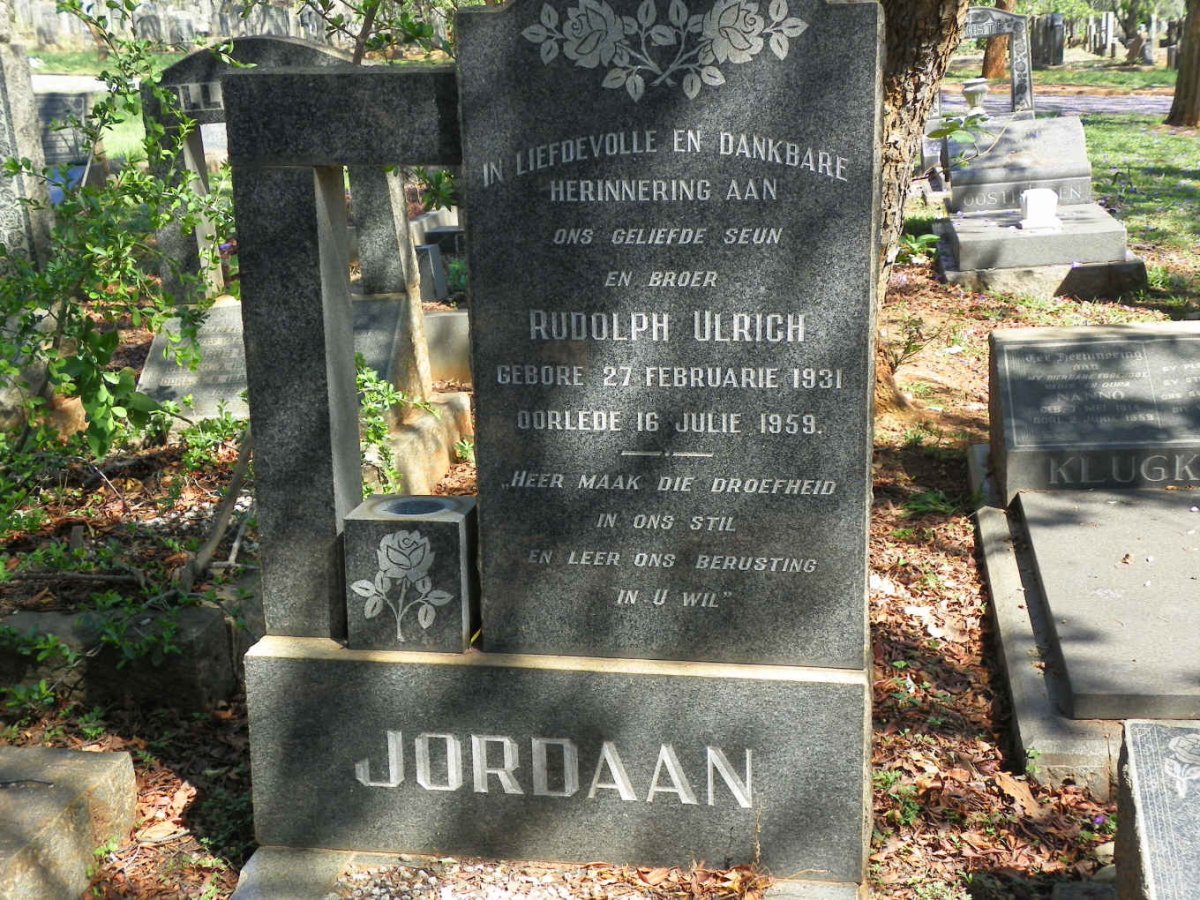 JORDAAN Rudolph Ulrich 1931-1959