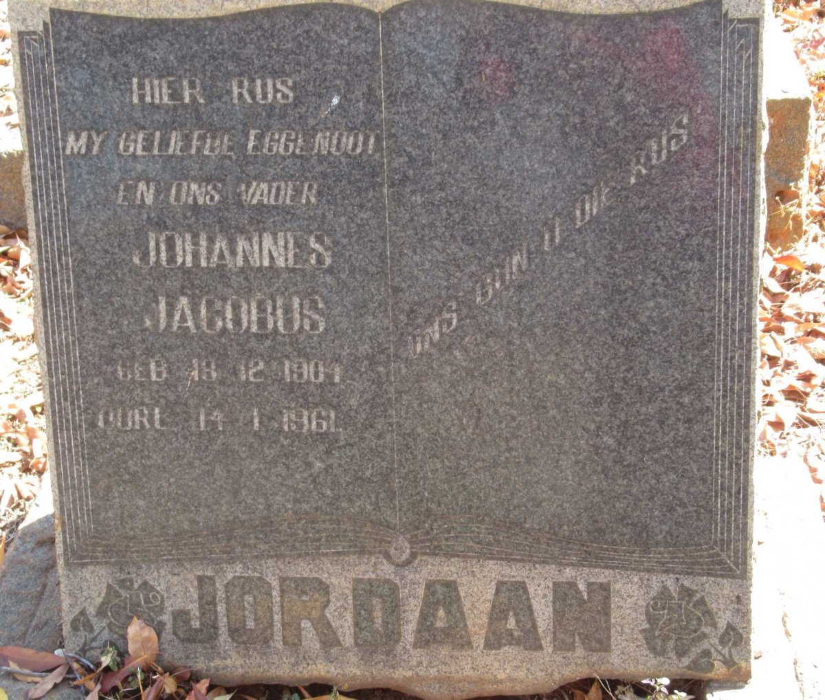 JORDAAN Johannes Jacobus 1901-1961