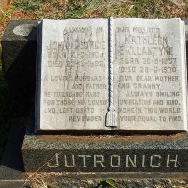 JUTRONICH John George 1903-1962 &amp; Kathleen Ballantyne 1907-1970