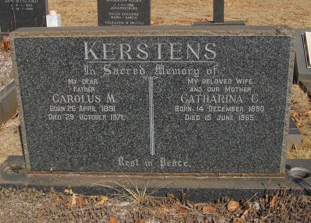 KERSTENS Carolus M. 1891-1971 &amp; Catharina C. 1890-1965