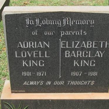 KING Adrian Lovell 1901-1971 &amp; Elizabeth Barclay 1907-1981