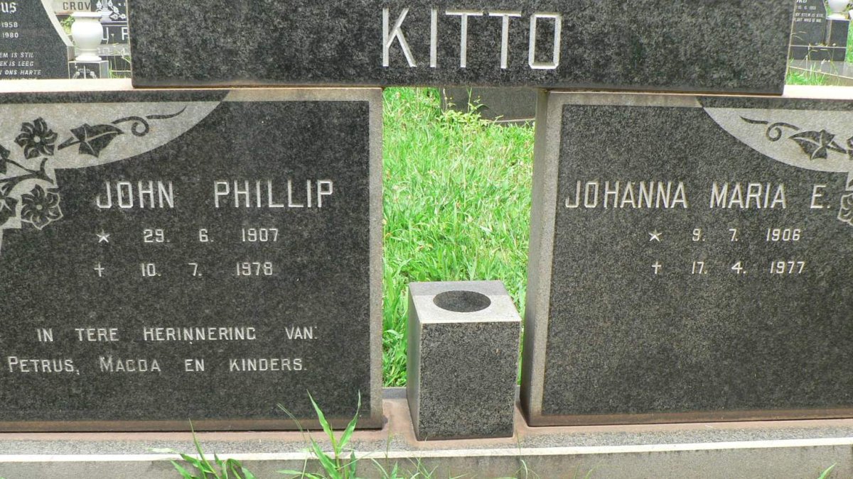 KITTO John Phillip 1907-1978 &amp; Johanna Maria E. 1906-1977