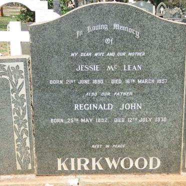 KIRKWOOD Reginald John 1892-1970 &amp; Jessie MCLEAN 1890-1957