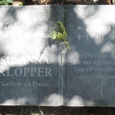 KLOPPER Anna Susanna nee DU PREEZ 1909-2004