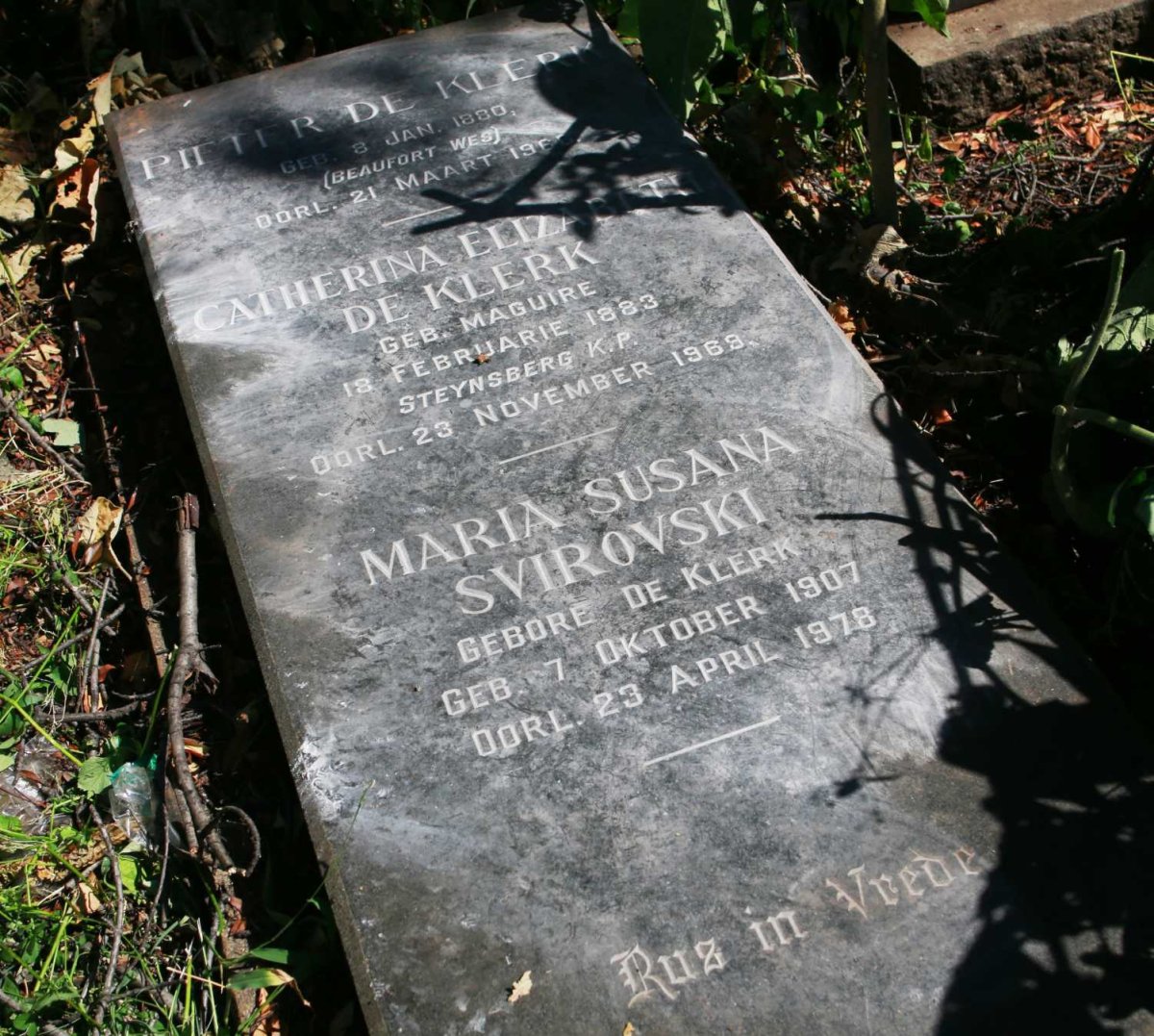 KLERK Pieter, de 1880-1966 &amp; Catharina Elizabeth MAGUIRE 1883-1969 :: SVIROVSKI Maria Susana nee DE KLERK 1907-1978