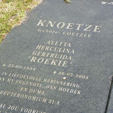 KNOETZE Martin Johannes 1929- &amp; Aletta Herculina Gertruida COETZEE 1934-2004 :: MYBURGH Albert Lambertz 2004-2004