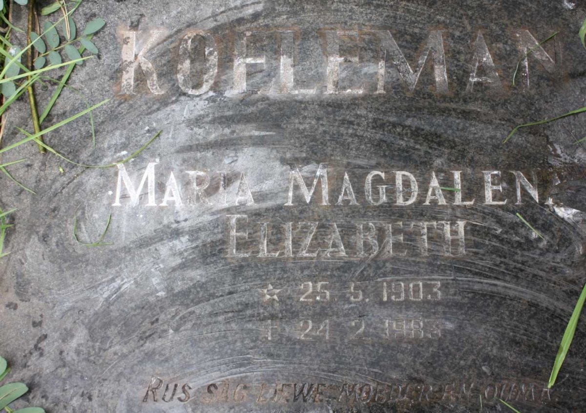 KOELEMAN Maria Magdalena Elizabeth 1903-1983