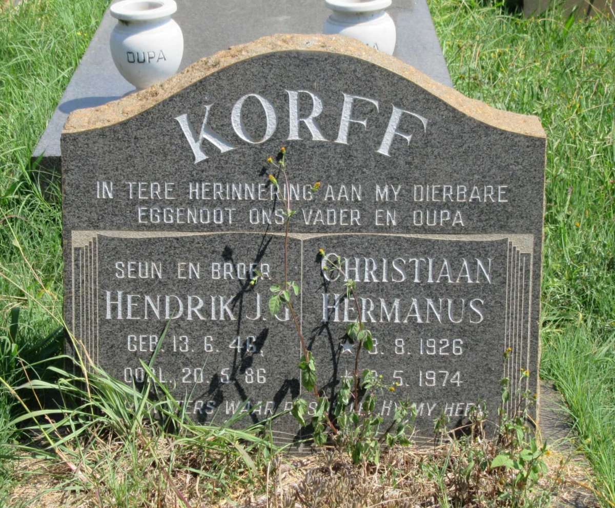 KORFF Christiaan Hermanus 1926-1974 :: KORFF Hendrik J. 1946-1986