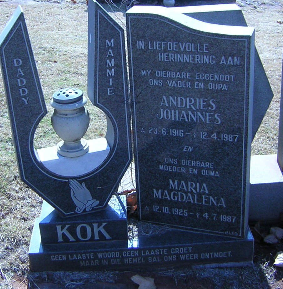 KOK Andries Johannes 1916-1987 &amp; Maria Magdalena 1925-1987