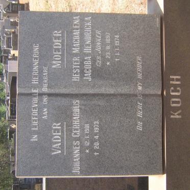 KOCH Johannes Gerhardus 1901-1973 &amp; Hester Magdalena Jacoba Hendricka JONKER 1897-1974