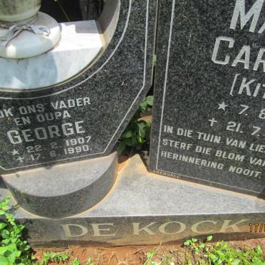 KOCK George, de 1907-1990 &amp; Martha Carolina 1913-1988