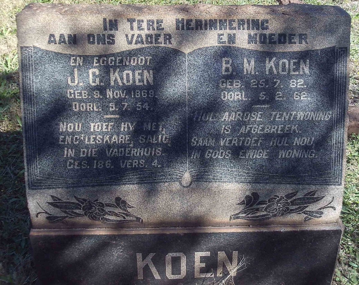 KOEN J.G. 1869-1954 &amp; B.M. 1882-1962