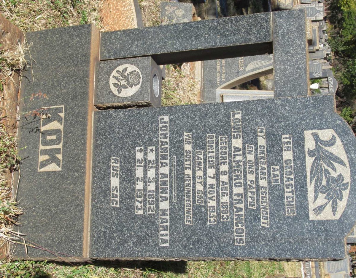 KOK Louis Almero Francois 1893-1953 &amp; Johanna Anna Maria 1892-1973