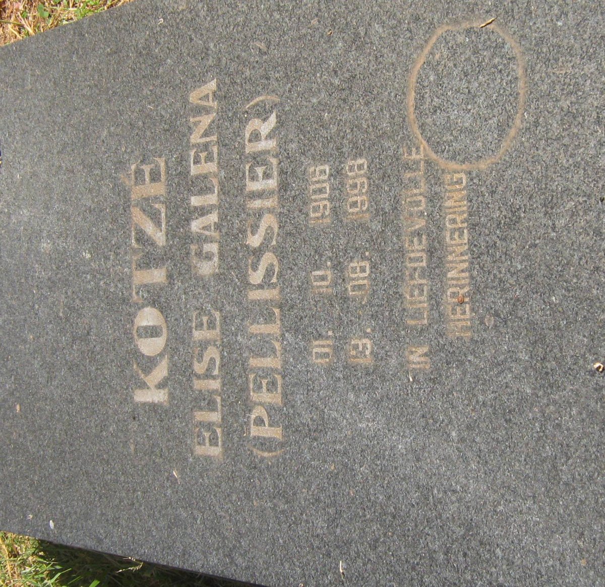 KOTZÉ Elise Galena nee PELLISSIER 1906-1998