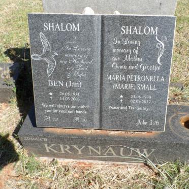 KRYNAUW Ben 1931-2003 &amp; Maria Petronella SMALL 1939-2017