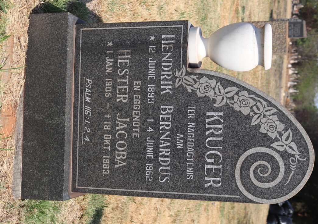 KRUGER Hendrik Bernardus 1893-1962 &amp; Hester Jacoba 1905-1983