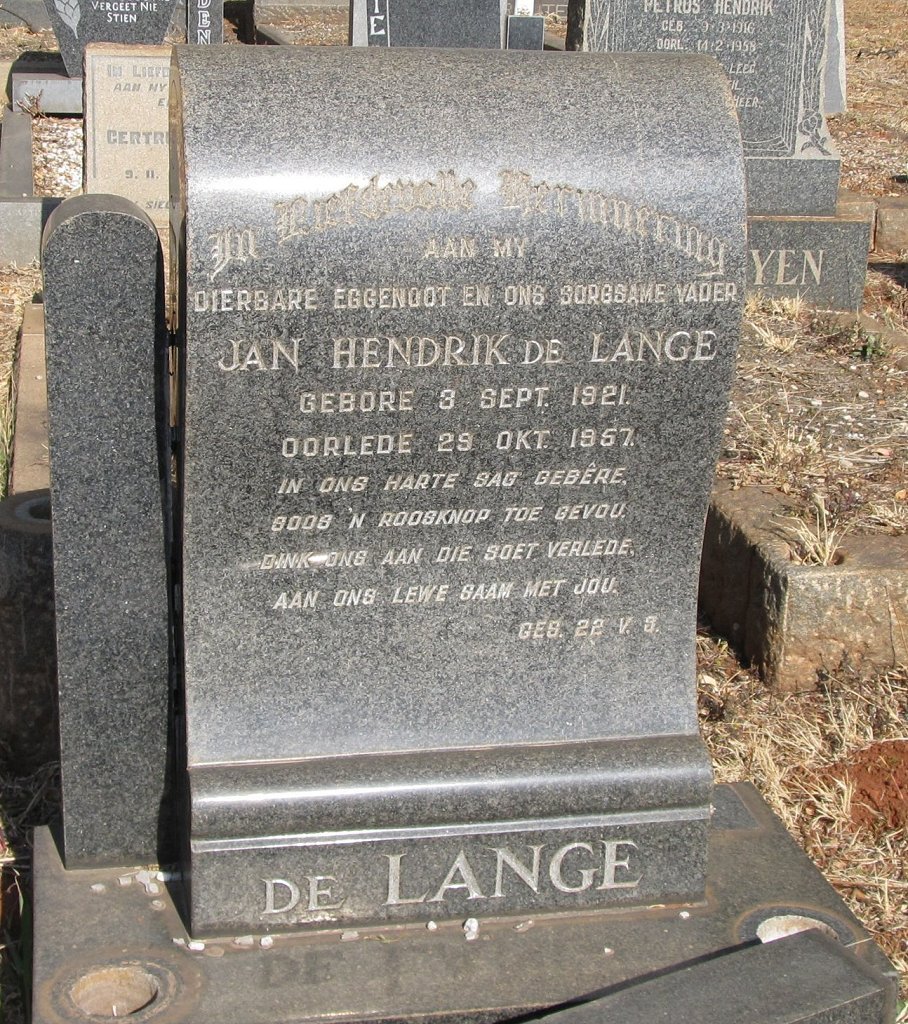LANGE Jan Hendrik, de 1921-1957