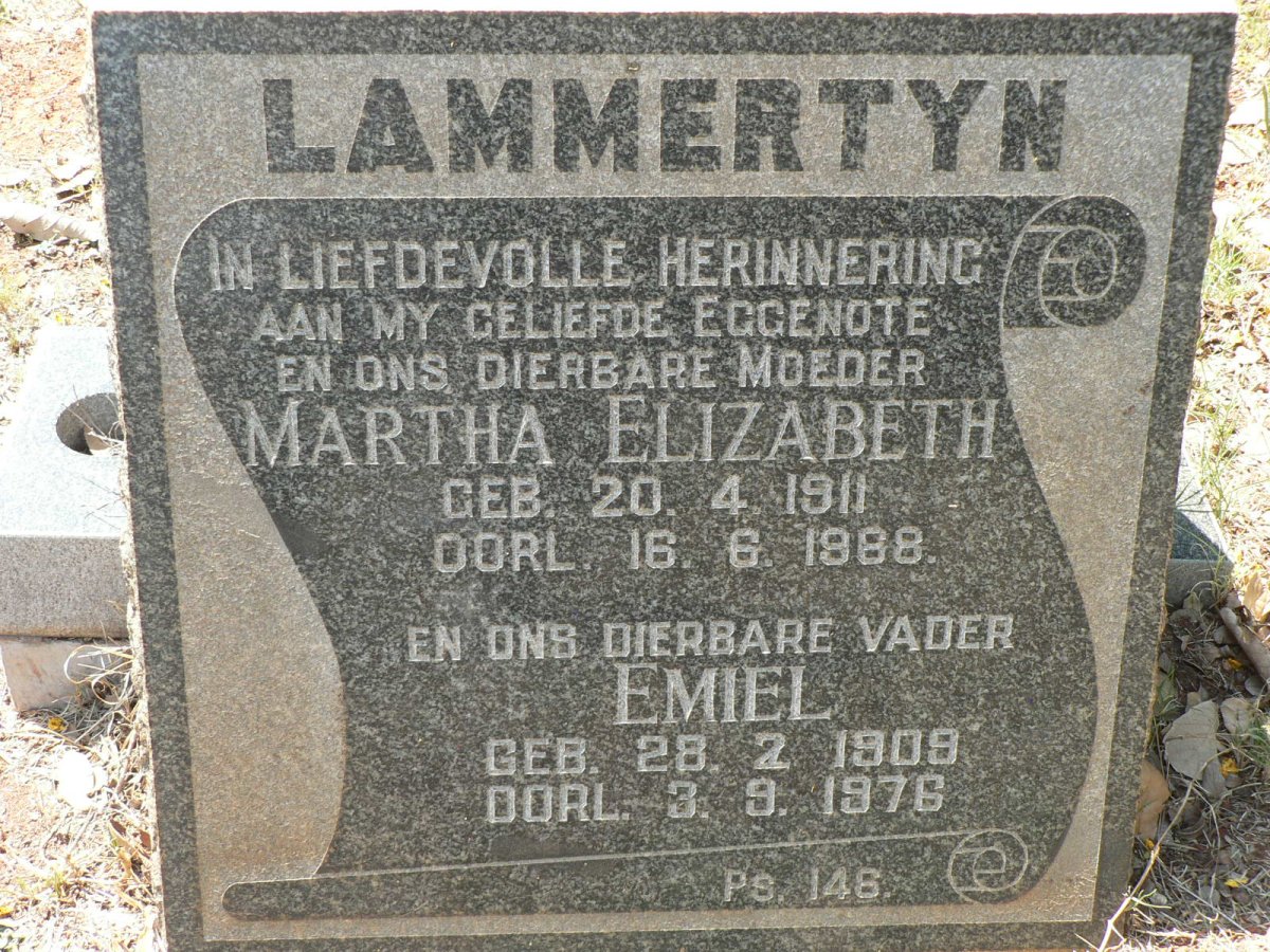 LAMMERTYN Emiel 1909-1976 &amp; Martha Elizabeth 1911-1988