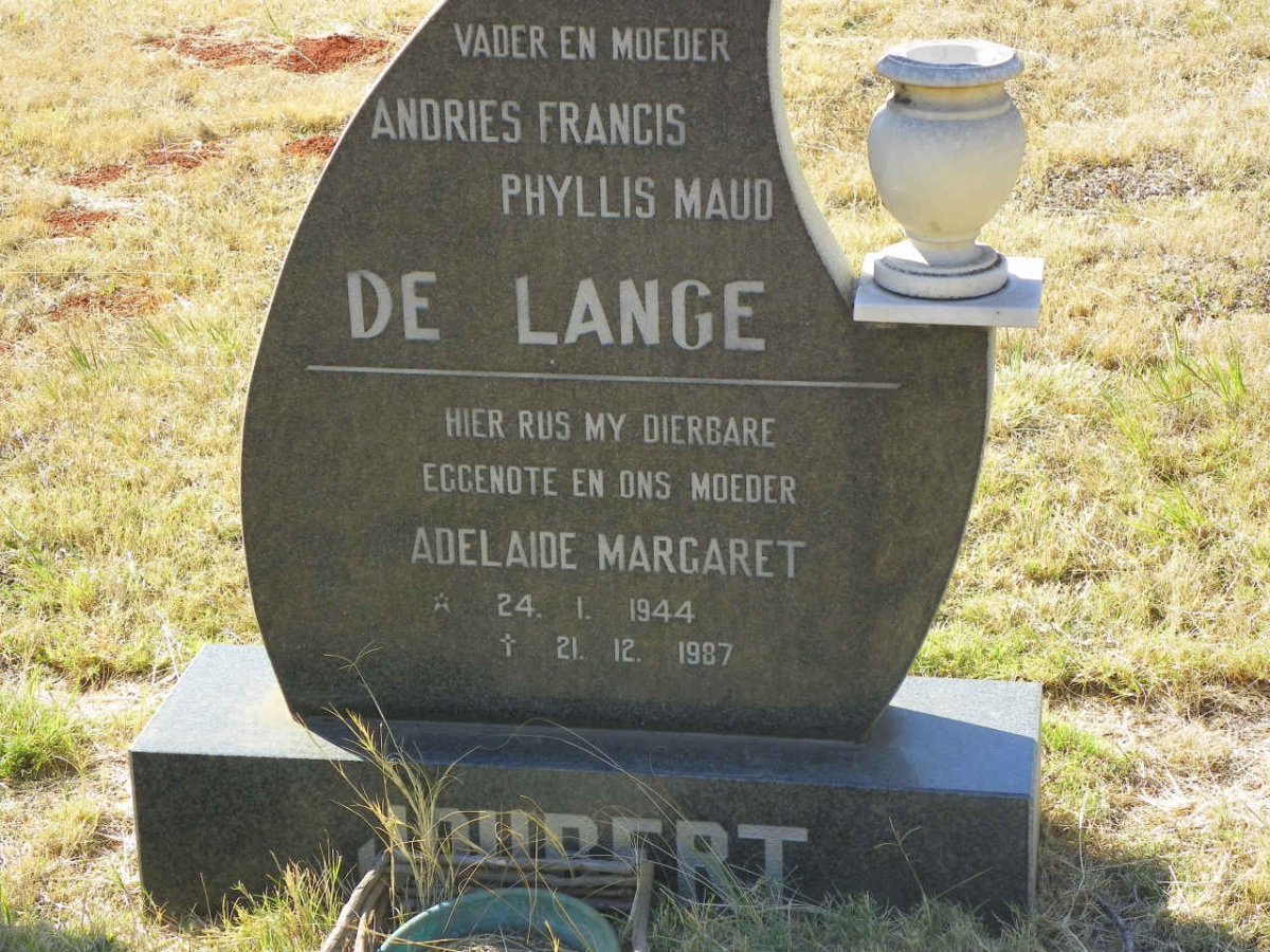 LANGE Andries Francis, de &amp; Phyllis Maud :: JOUBERT Adelaide Margaret 1944-1987