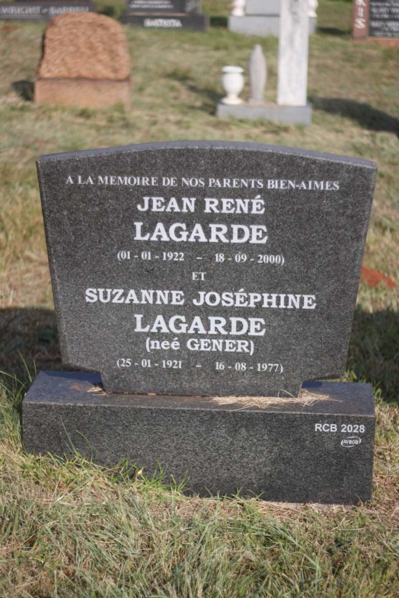 LAGARDE Jean René 1922-2000 &amp; Suzanne Joséphine GENER 1921-1977