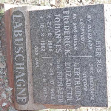 LABUSCHAGNE Frederick Johannes 1888-1963 &amp; Gertruida Elizabeth NIENABER 1882-1982