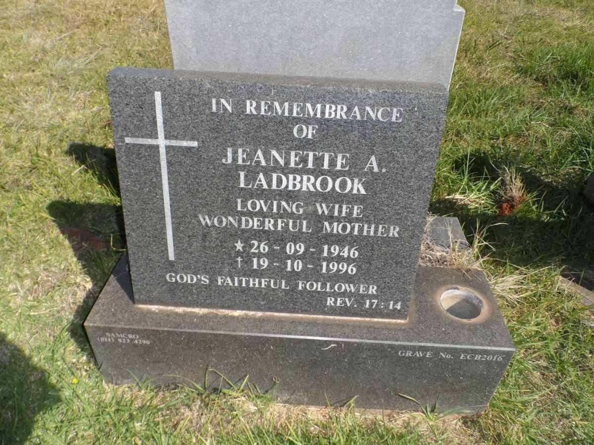 LADBROOK Leanette A. 1946-1996