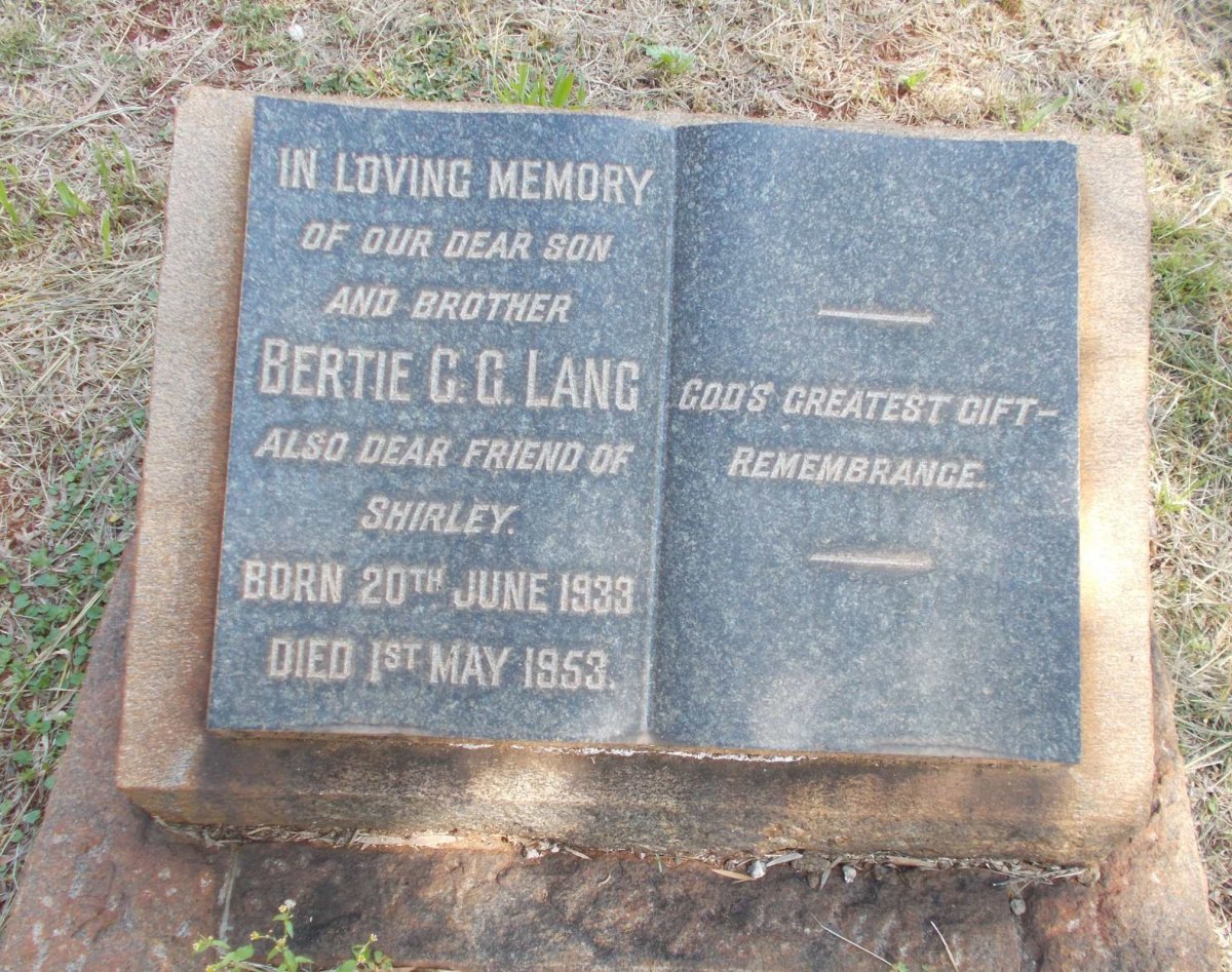 LANG Bertie C.G. 1933-1953