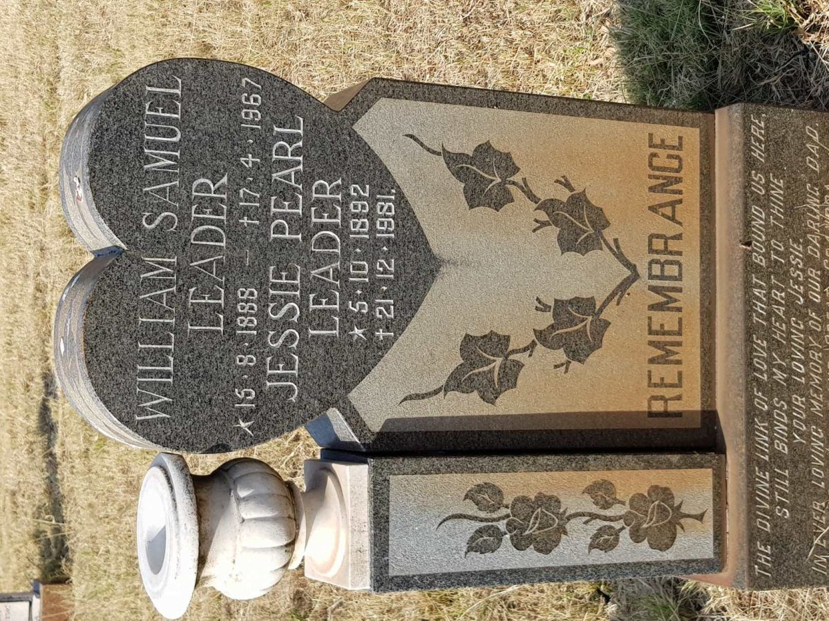 LEADER William Samuel 1888-1967 &amp; Jessie Pearl 1892-1981
