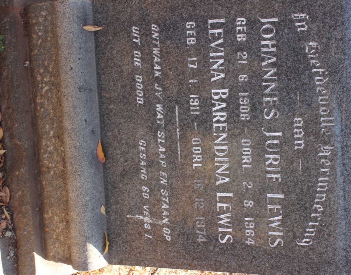 LEWIS Johannes Jurie 1906-1964 &amp; Levina Barendina 1911-1974